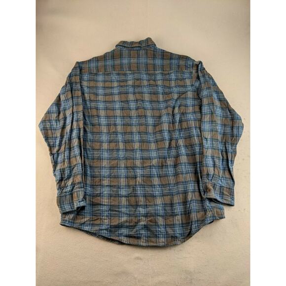 Mens Claybrooke Outdoors Long Sleeve Flannel Blue Plaid Shirt SZ LT Button Down - Picture 2 of 5